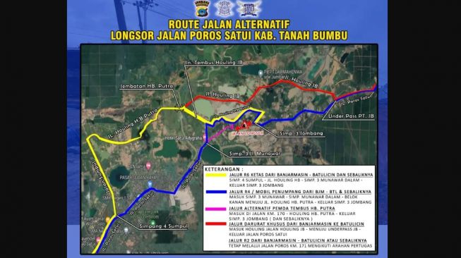 Ditutup Total Akibar Longsor, Ini Rute Alternatif Jalan Nasional KM 171 Penghubung Kalsel-Kaltim