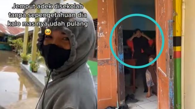 Bikin Haru Reaksi Adik Dijemput Sang Kakak Diam-Diam Usai Lama Tak Berjumpa