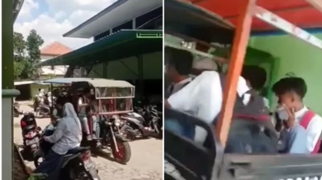 Viral Bocah Pergi ke Sekolah Naik Gerobak Motor, Warganet Kagum: Seru Banget