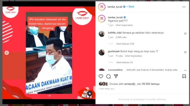 Kuat Maruf Tutup Mata Saat JPU Bacakan Dakwaan, Warganet Gereget: Sekalian Tidur Selamanya