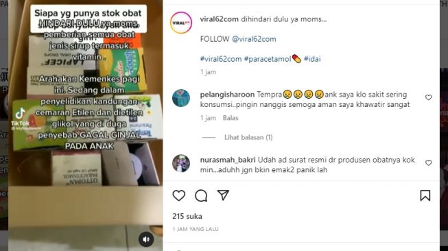 Video Ibu-ibu Tunjukkan Stok Obat Sirup di Rumah Masing-masing Ramai di IG, Warganet: Emak-emak Panik