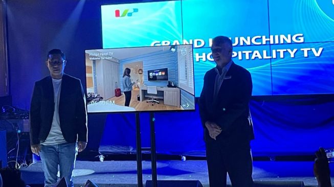 Peluncuran Hotel TV Philips MediaSuite HFL5214U di Jakarta, Kamis (20/10/2022). [Invia Solusindo Pratama