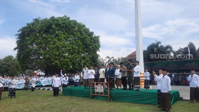 Peringatan Hari Santri, Belasan Ribu Santri di Bantul Ikut Apel di Lapangan Paseban