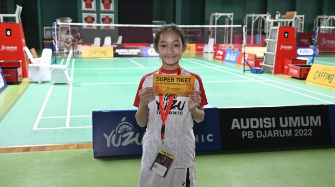 Keiko Na’echelle Sahe berhasil mendapatkan Super Tiket sektor U-11 Putri lewat jalur Tim Pencari Bakat dan berhak melaju ke Babak Karantina Audisi Umum PB Djarum 2022. [Dok. PB Djarum]