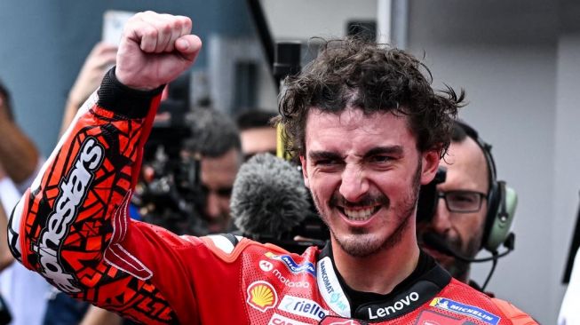 Rider Ducati, Francesco Bagnaia memenangi MotoGP Malaysia di Sirkuti Sepang, Minggu (23/10/2022). [MOHD RASFAN / AFP]