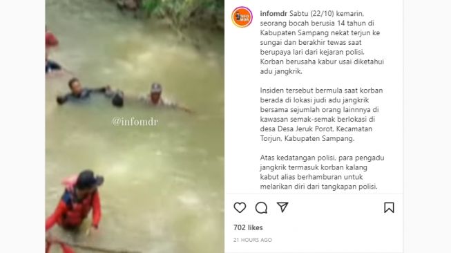 Kabur Dikejar Polisi Gara-gara Adu Jangkrik, Bocah 14 Tahun di Sampang Tewas Nyebur ke Sungai