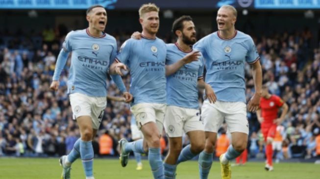 Erling Haaland Cetak Dua Gol, Lini Depan Man City Kian Menyeramkan/The Sun