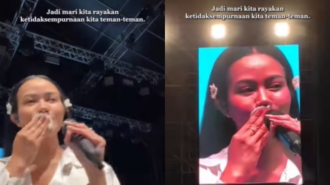 Momen Yura Yunita Hapus Make Up di Atas Panggung (Instagram/@yurayunita)