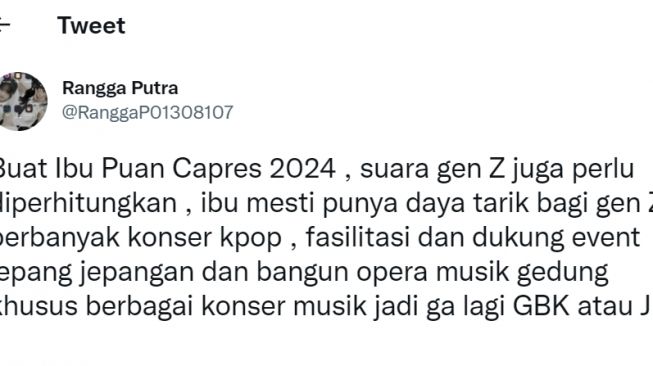 Salah satu netizen di laman Twitter memberikan saran untuk Puan Maharani. 