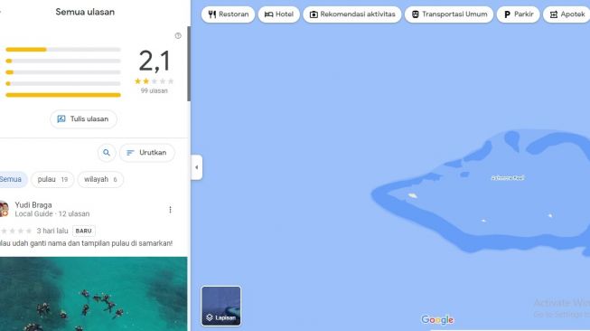 Ashmore Reef dihujani bintang 1. [Google Maps]