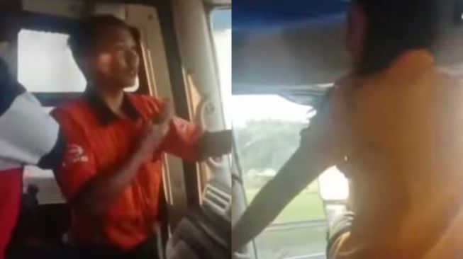 Wanita Diduga ODGJ Duduk di Dashbord Bus, Bikin Pak Sopir Kesulitan Lihat Kaca Spion