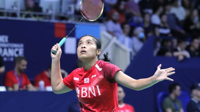 Tunggal putri Indonesia Gregoria Mariska Tunjung saat tampil di babak pertama French Open 2022. (dok.PBSI) 