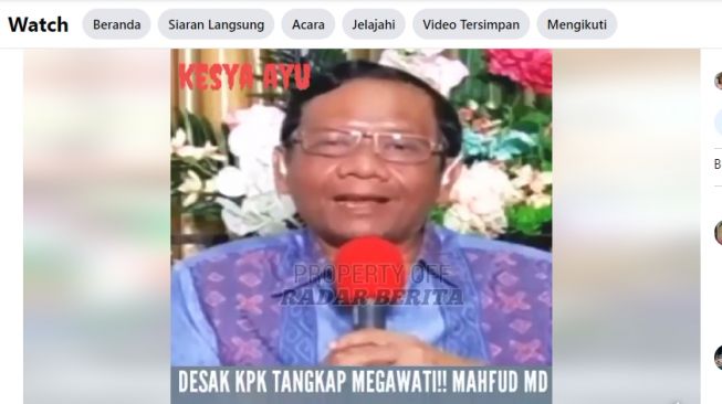 Mahfud MD Desak KPK Tangkap Megawati Soekarnoputri, Benarkah?