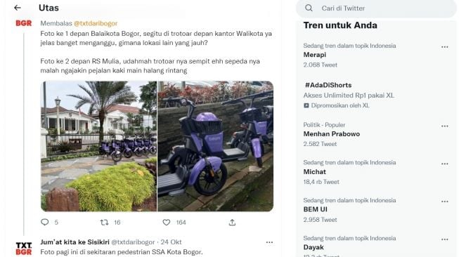 Pamer Skuter Listrik di Trotoar Kota Bogor, Pemkot Justru Banjir Cacian Warganet