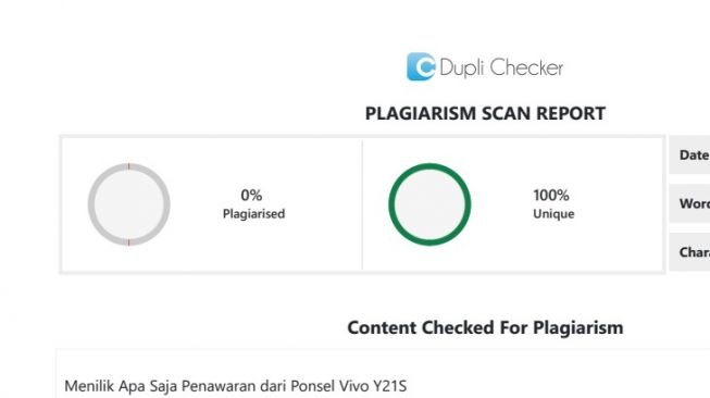 Plagiarism Scan Report. (Dok: Vivo)