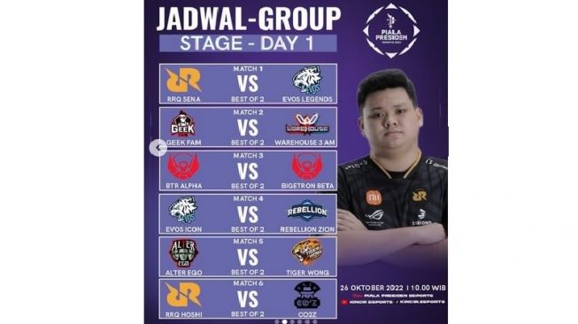 Jadwal MLBB Piala Presiden Esports 2022 Hari Ini: RRQ Sena vs Evos Legends Jadi Pembuka