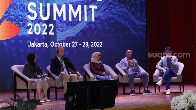 Acara seminar di Local Media Summit (LMS) 2022 di Perpustakaan Nasional RI, Jalan Medan Merdeka Selatan, Jakarta Pusat, Kamis (27/10/2022). [Suara.com/Alfian Winanto]