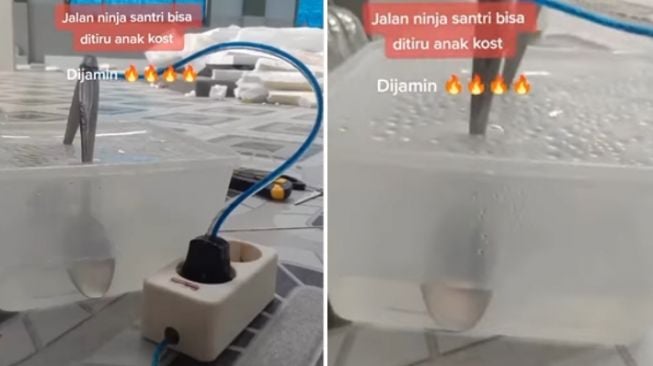 Hanya Bermodal Sendok dan Kabel, Begini Cara Unik Santri Masak Air Panas