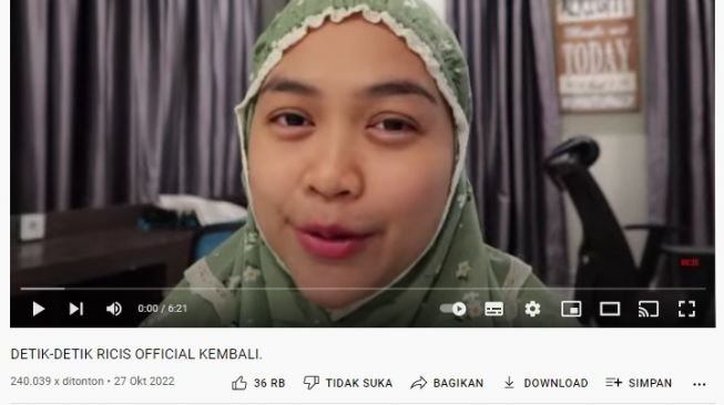 Unggahan soal Ria Ricis [YouTube/RICIS]