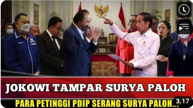 CEK FAKTA: Presiden Jokowi Tampar Surya Paloh di Hadapan Petinggi PDIP, Benarkah?