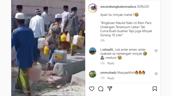 Viral Perayaan Maulid Nabi di Madura dapat Bingkisan Minyak 18 Liter, Warganet: Madura Jangan Dilawan