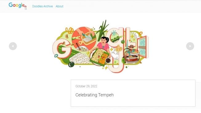 Ilustrasi tempe yang muncul di Google doodle. (Screenshot/Google)