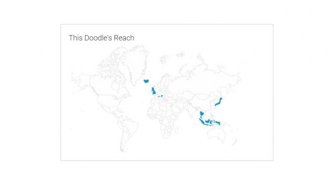 Peta penyebaran munculnya Google doodle tempe. (Screenshot/Google)