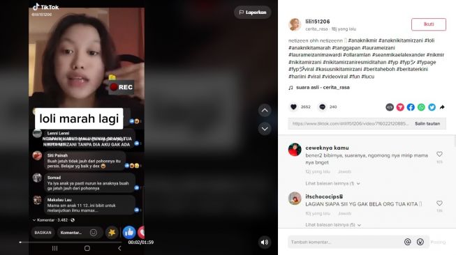 Unggahan soal anak Nikita Mirzani [TikTok/@lili151206]