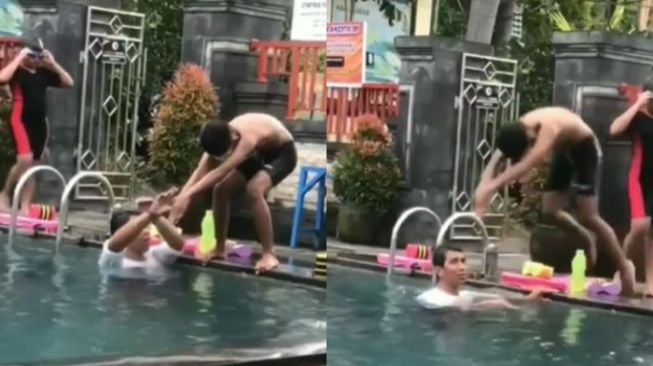 Bocah Ini Belajar Melompat yang Benar saat Berenang, Endingnya Malah Bikin Ngakak