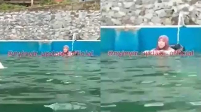 Potret Lesti Kejora dan Rizky Billar Berenang Pakai Ban (Instagram/@nyinyir_update_official)