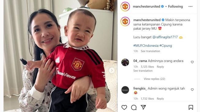 Rayyanza Narsis di Akun Instagram Manchester United, Warganet Heboh: Mental Cipung Terlatih Sejak Dini