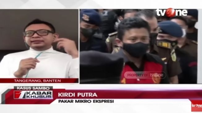 Ahli mikro ekspresi Kirdi Putra menjelaskan soal kepercayaan diri Ferdy Sambo di persidangan. (YouTube/tvOneNews)