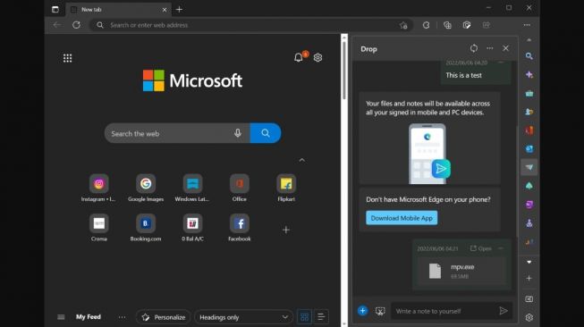 Fitur Microsoft Edge, Drop. [Windowslatest]