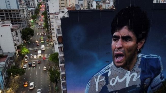 Argentina Pajang Foto Raksasa Maradona untuk Penghormatan Jelang Piala Dunia 2022 Qatar