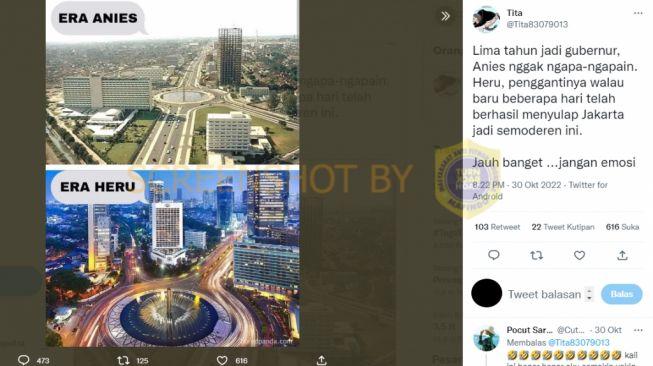 CEK FAKTA: Beredar Perbandingan Foto Bundaran HI saat Era Anies dengan Heru, Benarkah?