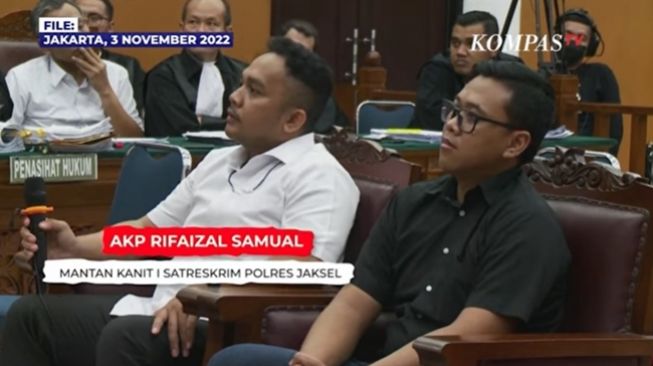 AKP Rifaizal Samual di persidangan obstruction of justice dengan terdakwa Hendra Kurniawan dan Agus Nurpatria. (YouTube/KOMPASTV)