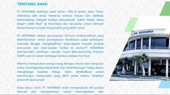 Profil PT Afi Farma, Pabrik Obat yang Diduga Mengandung EG dan DEG Melebihi Batas