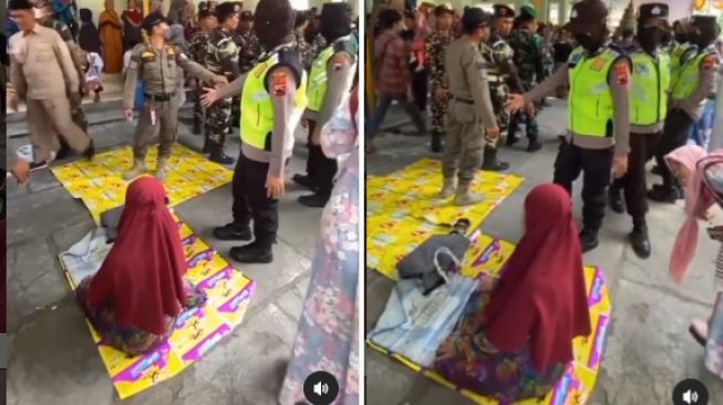 Polwan hingga Satpol PP Lindungi Ibu-ibu Ketinggalan Salat Jemaah di Masjid, Netizen Terenyuh: Adem
