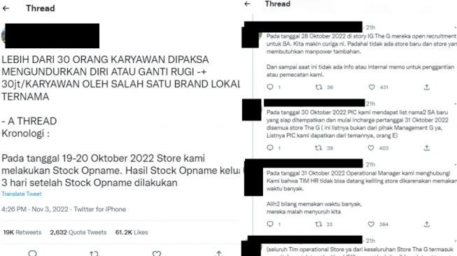 Cuitan viral tentang brand lokal ternama paksa 30 karyawan resign/mengundurkan diri dan ganti Rp 30 juta (twitter)