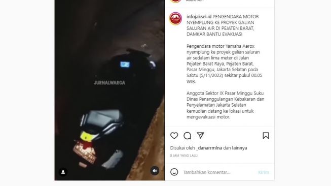 Viral: Gulkarmat Evakuasi Pengguna Yamaha Aerox Jatuh di Proyek Galian Sedalam 5 Meter