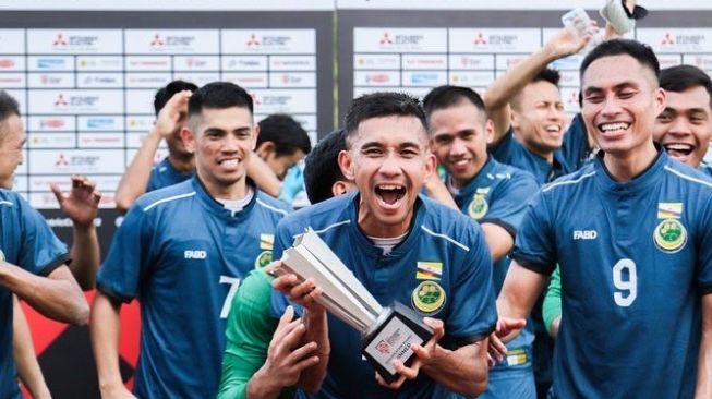 Brunei Darussalam lolos ke putaran final Piala AFF 2022 usai mengalahkan Timor Leste dengan agregat 6-2 di babak playoff. [Dok. Twitter/@bruneifootball]