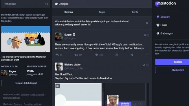 Aplikasi Mastodon. [Mastodon]