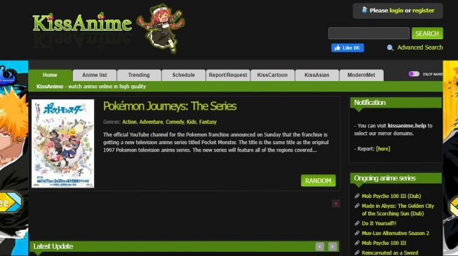 Situs Kissanime. (screenshot)