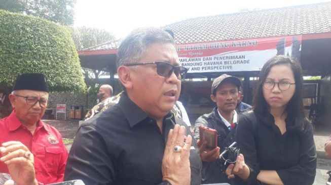 Sekretaris Jenderal DPP PDI Perjuangan (PDIP) Hasto Kristiyanto saat di Blitar, Jawa Timur. ANTARA/ Asmaul