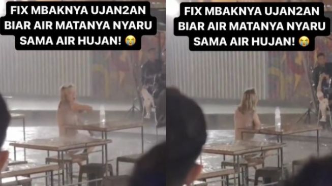 Perempuan Ini Nonton Live Music Sambil Hujan-hujanan, Warganet: Kalau Ada Masalah Cerita