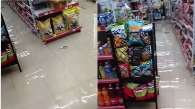 Kebanjiran, Minimarket Ini Berubah Jadi Kolam