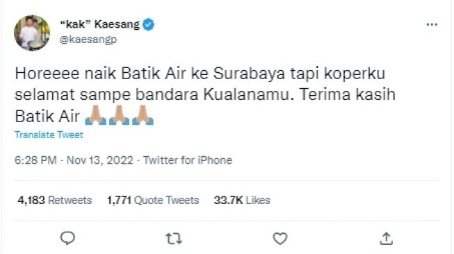 Unggahan Kaesang Pangarep [Twitter/@kaesangp]