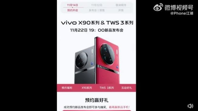 Bocoran tanggal peluncuran vivo X90 Series. [Weibo]