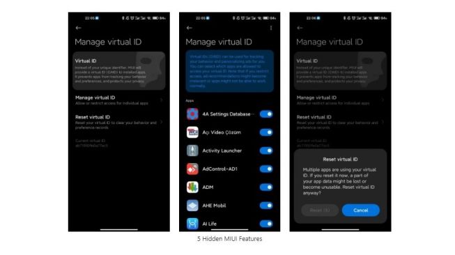 Fitur Identitas Virtual MIUI. (Screenshot /Xiaomiui)