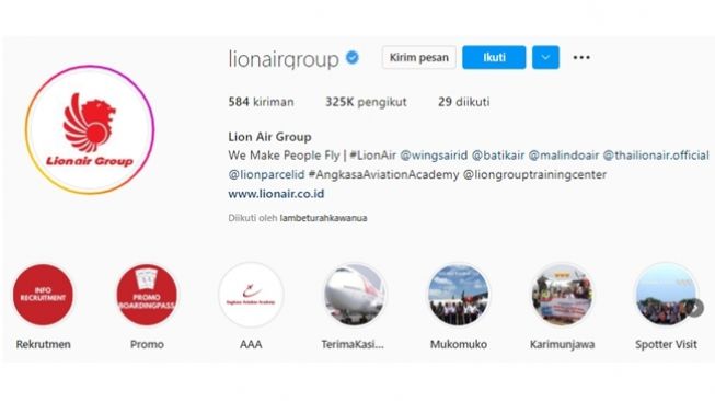 Lion Air Group menaungi Lion Air, Wings Air, Batik Air, Malindo Air, Thai Lion Air, dan Lion Parcel. (Instagram/@lionairgroup)